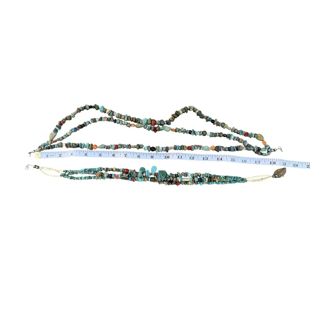 Boho Turquoise Color Jewelry Lot 6 Pc Necklaces Bracelet Bangles Statement